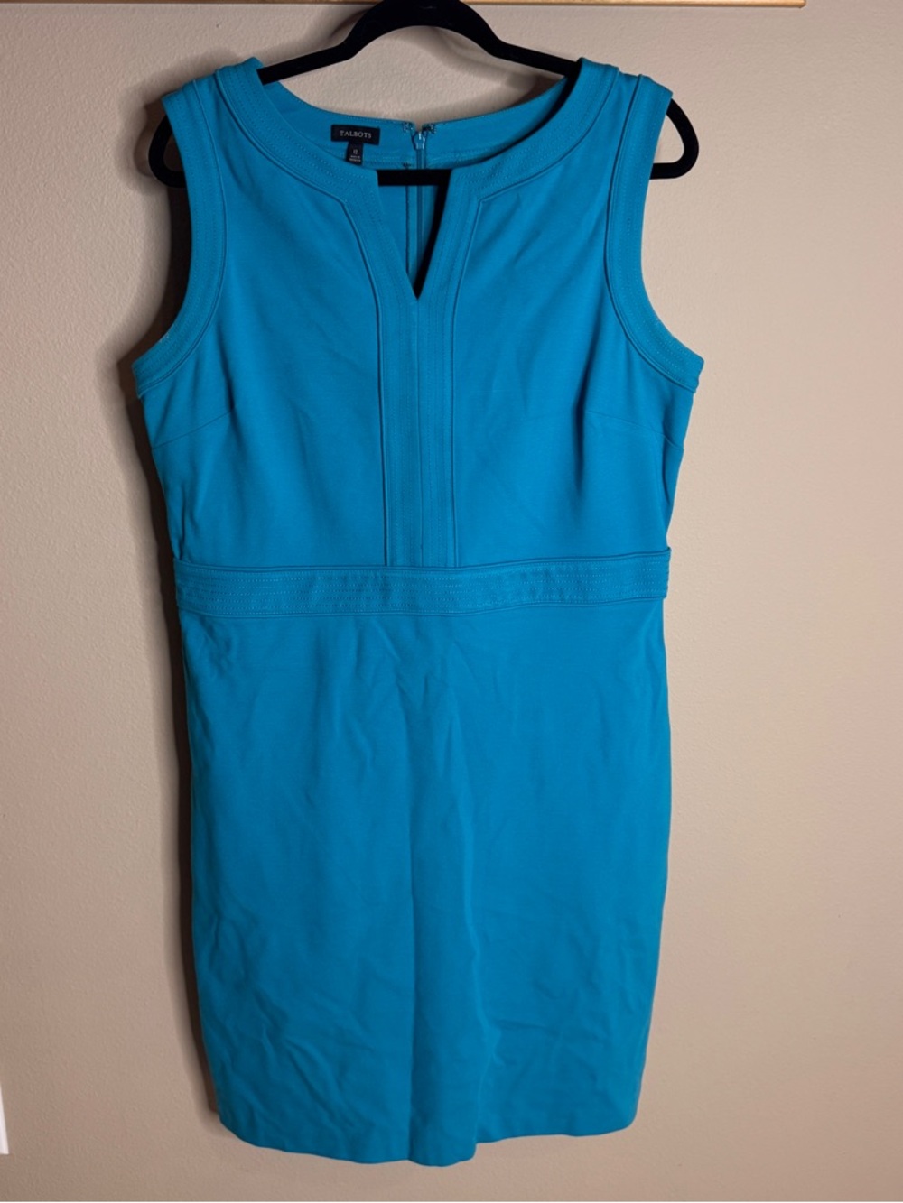 Talbots Sleeveless Sheath Dress in Bright Aqua Blue